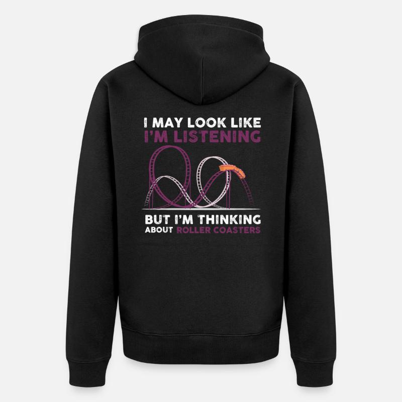 Achterbahn - Freizeitpark Design - Unisex Premium Bio Zip Hoodie - Schwarz