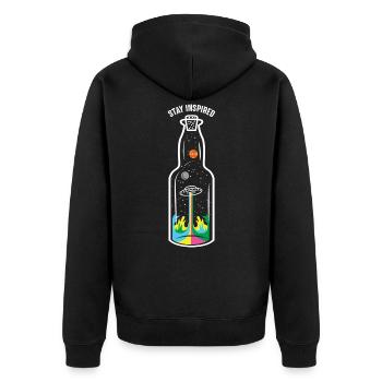 Ufo Raumschiff Flasche Alien - Inspiration Planten - Unisex Premium Bio Zip Hoodie - Schwarz - Hinten - Nico (187cm)