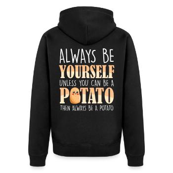 Always be a potato - potato plant farmer - Unisex Premium Organic Zip Hoodie - black - Back - Nico (187cm)