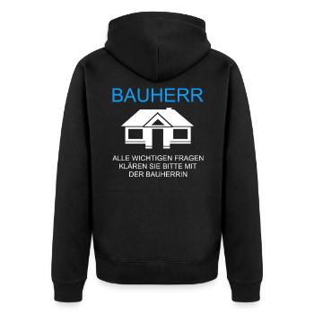 Bauherr Geschenk Richtfest Hausbau Bau - Unisex Premium Bio Zip Hoodie - Schwarz - Hinten - Nico (187cm)