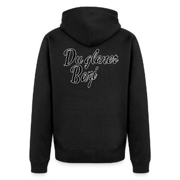 Du glaner Bazi - Unisex Premium Bio Zip Hoodie - Schwarz - Hinten - Nico (187cm)