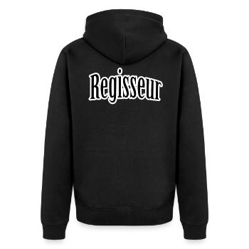Regisseur - Unisex Premium Bio Zip Hoodie - Schwarz - Hinten - Nico (187cm)