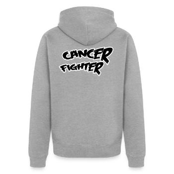 Cancer Fighter - Veste à capuche bio Premium Unisexe - gris chiné - Dos - Nico (187cm)