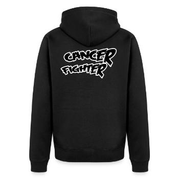 Cancer Fighter - Unisex Premium Bio Zip Hoodie - Schwarz - Hinten - Nico (187cm)