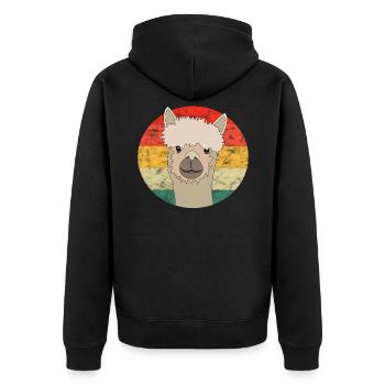 Llama alpaga retro decoration vintage - Veste à capuche bio Premium Unisexe - noir - Dos - Nico (187cm)