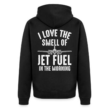 Smell of Kerosene - Airport Pilot Aircraft - Unisex Premium Organic Zip Hoodie - black - Back - Nico (187cm)