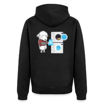 Sheep washing machine laundry wool - Unisex Premium Organic Zip Hoodie - black - Back - Nico (187cm)