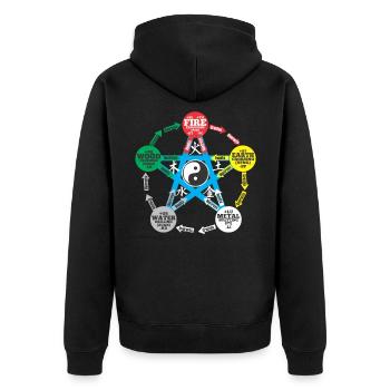 Tai Chi Yin Yang Cinq éléments Médecine chinoise - Veste à capuche bio Premium Unisexe - noir - Dos - Nico (187cm)