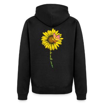 Tournesol et papillon sclérose en plaques - Veste à capuche bio Premium Unisexe - noir - Dos - Nico (187cm)