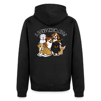 J’aime tous les chiens propriétaires animaux de compagnie - Veste à capuche bio Premium Unisexe - noir - Dos - Nico (187cm)