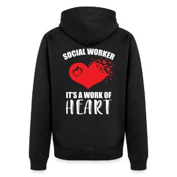 Sozialarbeiter ein Werk des Herzens Mix Schmetterl - Unisex Premium Bio Zip Hoodie - Schwarz - Hinten - Nico (187cm)