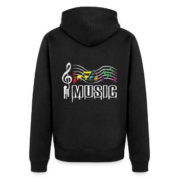 Funky Colorful Music Music Sheet Music Sheet Music - Unisex Premium Organic Zip Hoodie - black - Back - Nico (187cm)