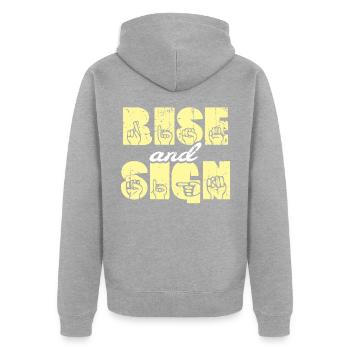 Gebärdensprache ASL Gebärdensprache - Unisex Premium Bio Zip Hoodie - Grau meliert - Hinten - Nico (187cm)