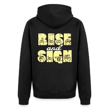 Sign Language ASL Sign Language - Unisex Premium Organic Zip Hoodie - black - Back - Nico (187cm)