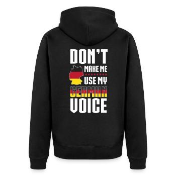 German Voice Germany - Unisex Premium Organic Zip Hoodie - black - Back - Nico (187cm)