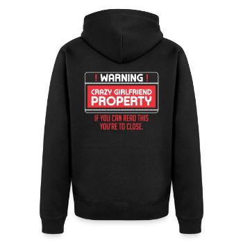Crazy Girlfriend Property Boyfriend - Unisex Premium Organic Zip Hoodie - black - Back - Nico (187cm)