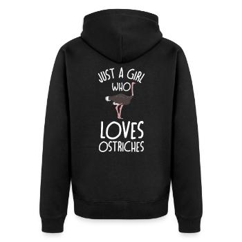 Only a girl who loves ostrich Funny ostrich - Unisex Premium Organic Zip Hoodie - black - Back - Nico (187cm)