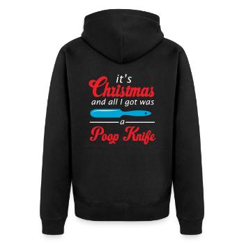 Kackmesser Lustiges Weihnachtsgeschenk - Unisex Premium Bio Zip Hoodie - Schwarz - Hinten - Nico (187cm)