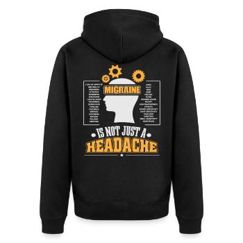 Migraine fighter headache sufferer - Unisex Premium Organic Zip Hoodie - black - Back - Nico (187cm)