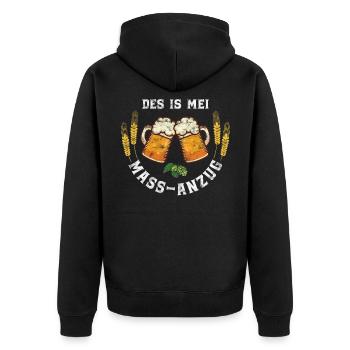 Mass Anzug Bier Spruch Lustig Wiesn - Unisex Premium Bio Zip Hoodie - Schwarz - Hinten - Nico (187cm)
