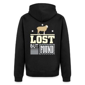 Lost but found Christian Bible verse - Unisex Premium Organic Zip Hoodie - black - Back - Nico (187cm)