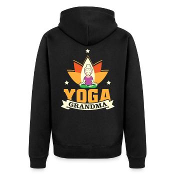 Yoga Oma Relax Großmutter Meditation - Unisex Premium Bio Zip Hoodie - Schwarz - Hinten - Nico (187cm)