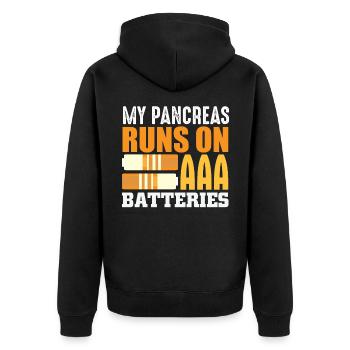 Type 1 diabetes T1D diabetic battery - Unisex Premium Organic Zip Hoodie - black - Back - Nico (187cm)