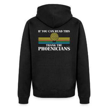 Phénicie Professeur d'Histoire Merci Phénicien - Veste à capuche bio Premium Unisexe - noir - Dos - Nico (187cm)