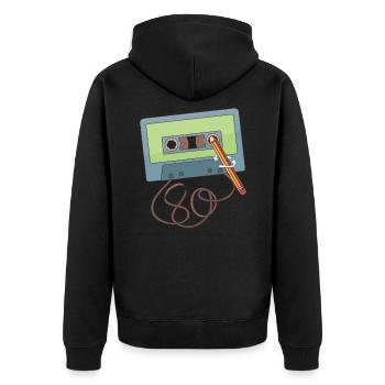 Old school pencil a cassette tape - Unisex Premium Organic Zip Hoodie - black - Back - Nico (187cm)