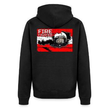 Austrian Firefighter TWO - Unisex Premium Bio Zip Hoodie - Schwarz - Hinten - Nico (187cm)