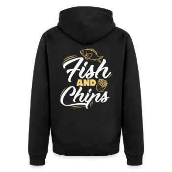 Fish and Chips Cuisine de rue Gourmet - Veste à capuche bio Premium Unisexe - noir - Dos - Nico (187cm)