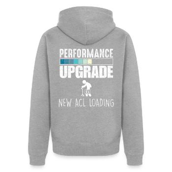 Knie Operation Kreuzband OP ACL Krankenhaus - Unisex Premium Bio Zip Hoodie - Grau meliert - Hinten - Nico (187cm)