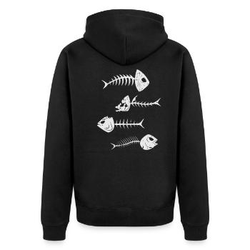 Poisson squelette arête de poisson halloween - Veste à capuche bio Premium Unisexe - noir - Dos - Nico (187cm)