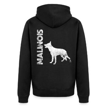Belgian Malinois - Unisex Premium Organic Zip Hoodie - black - Back - Nico (187cm)