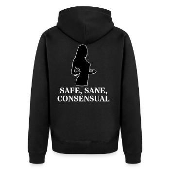 Domina BDSM Safe Sane Consensual Dire Sodomaso - Veste à capuche bio Premium Unisexe - noir - Dos - Nico (187cm)