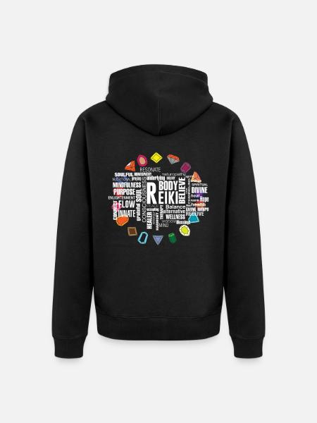 Reiki terms crystal energy stones - Unisex Premium Organic Zip Hoodie - black
