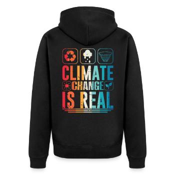 Climate change is real Global warming - Unisex Premium Organic Zip Hoodie - black - Back - Nico (187cm)