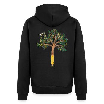 Nature school teacher environment education pencil - Unisex Premium Organic Zip Hoodie - black - Back - Nico (187cm)