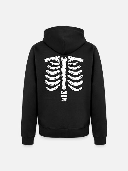 Bone Skeleton Halloween Costume - Unisex Premium Organic Zip Hoodie - black