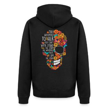 Hippie mother flower sugar skull flowers - Unisex Premium Organic Zip Hoodie - black - Back - Nico (187cm)