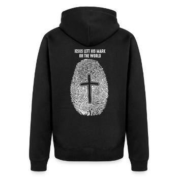 Christ empreinte digitale Christian Jésus signe de croix - Veste à capuche bio Premium Unisexe - noir - Dos - Nico (187cm)