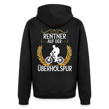 Pensioner Bicycle Pension Road Bike - Unisex Premium Organic Zip Hoodie - black - Back - Nico (187cm)