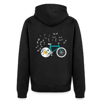 Fahrrad Vinyl Plattenspieler Bike Musik Noten - Unisex Premium Bio Zip Hoodie - Schwarz - Hinten - Nico (187cm)