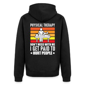 Physiotherapie PT Physio Massage Assistent - Unisex Premium Bio Zip Hoodie - Schwarz - Hinten - Nico (187cm)