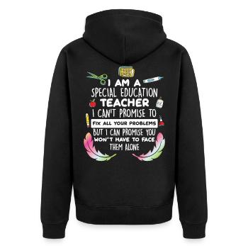 Special Education Teacher Autistic Encouragement Auti - Unisex Premium Organic Zip Hoodie - black - Back - Nico (187cm)
