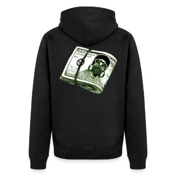 Gasmaske-Dollar - Unisex Premium Bio Zip Hoodie - Schwarz - Hinten - Nico (187cm)