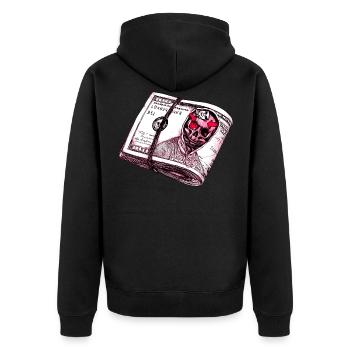 Schädel-Dollar - Unisex Premium Bio Zip Hoodie - Schwarz - Hinten - Nico (187cm)