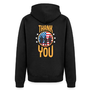 US Soldier Veteran Patriot America - Unisex Premium Organic Zip Hoodie - black - Back - Nico (187cm)