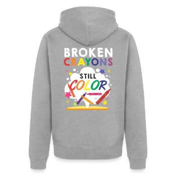 Crayon de couleur couleurs santé mentale - Veste à capuche bio Premium Unisexe - gris chiné - Dos - Nico (187cm)