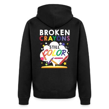 Crayon de couleur couleurs santé mentale - Veste à capuche bio Premium Unisexe - noir - Dos - Nico (187cm)